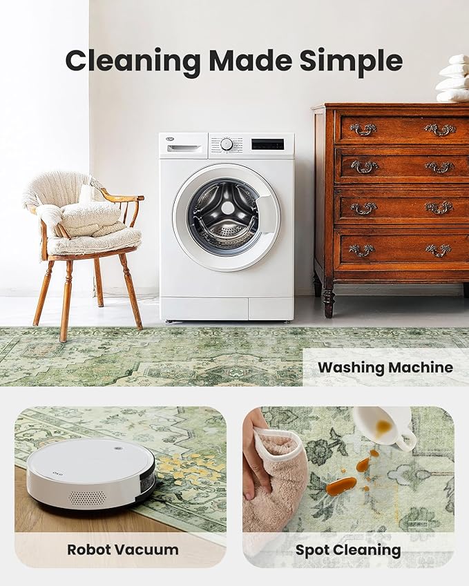 AMADA HOMEFURNISHING 9x12 Area Rug, Washable Low-Profile Large Area Rug - Image 9