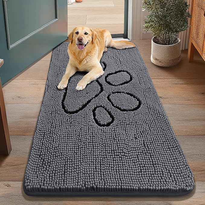 Smiry Dog Door Mat for Muddy Paws, Absorbent Dirt Trapper Non Slip Quick Dry by Smiry