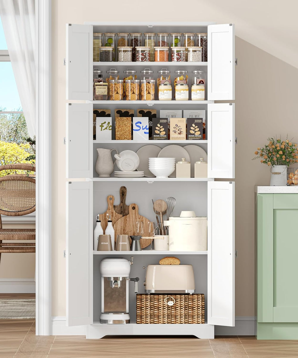 Tall Bathroom Storage Cabinet, 63" H Linen Floor Cabinet | Pantry Storag...