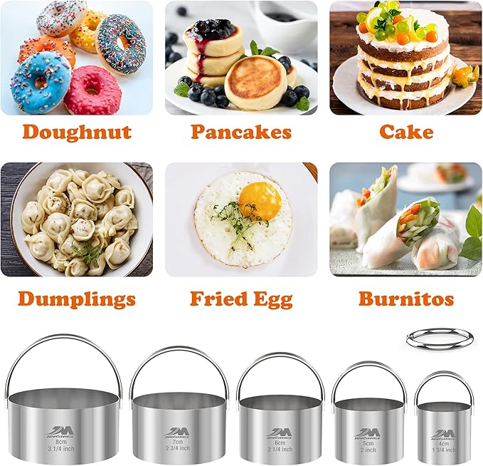 5 Pieces Circle Biscuit Cutter, Professional Stainless Steel Round Cookies Mold - Image 7