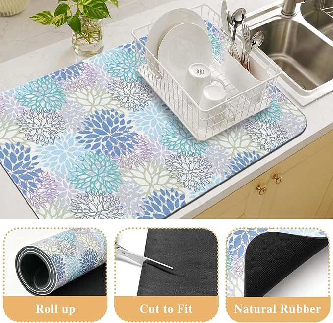 Kitchen Countertop Dish Drying Mat, Super Absorbent Coffee Bar Mat - Image 3