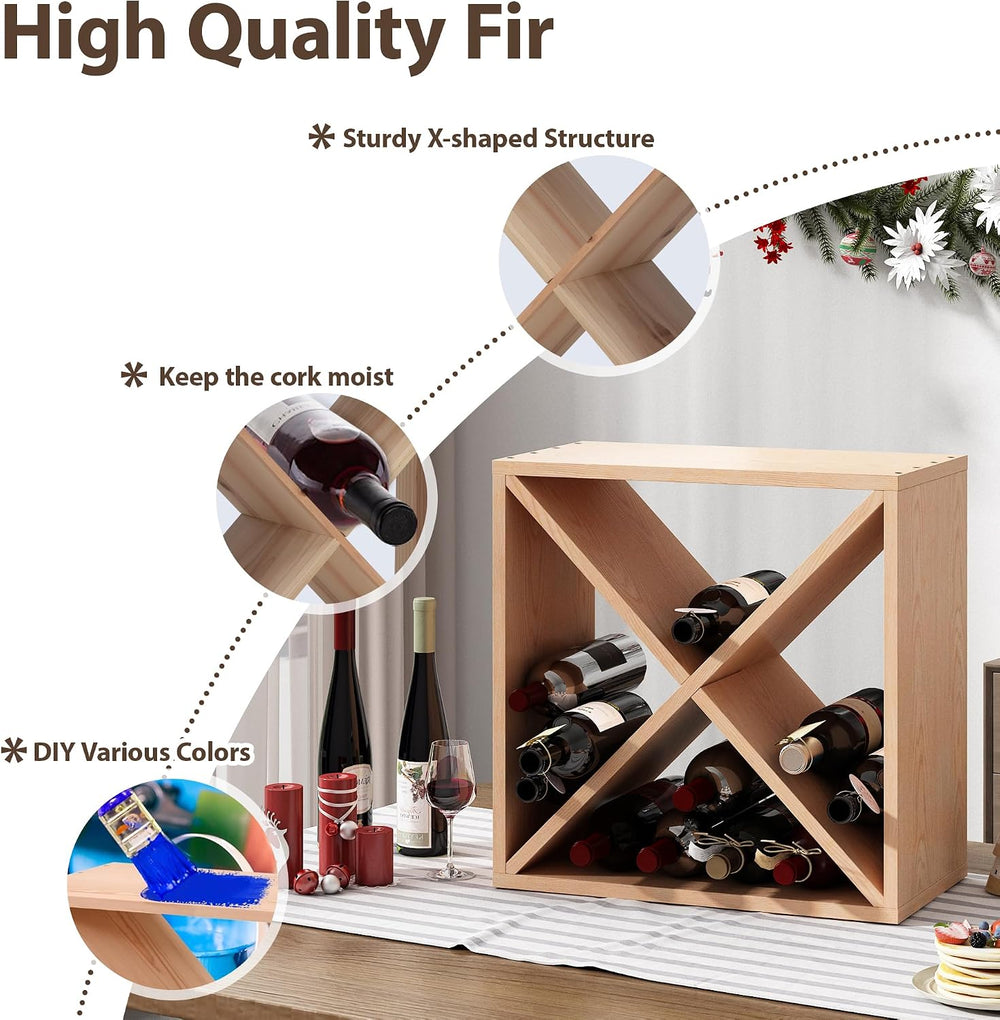 JAXPETY 24 Bottle Wine Rack Holder Compact Cellar Cube Bar Storage Kitchen De...