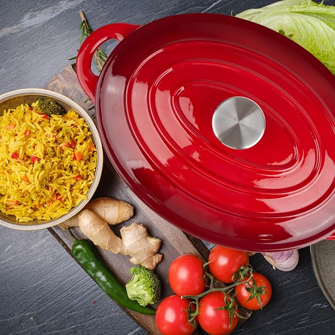 5.5 Quart Oval Enameled Cast Iron Dutch Oven Pot