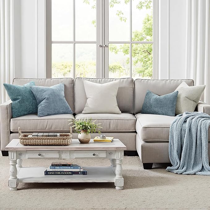 MIULEE Pack of 2 Couch Throw Pillow Covers 20x20 Inch Coastal Light Blue Modern - Image 2