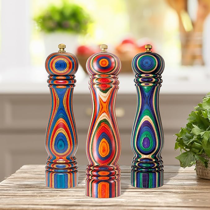 Baltique Montego Bay Pepper Grinder – 8 Inch Colorful Wooden Pepper Mill - Image 8