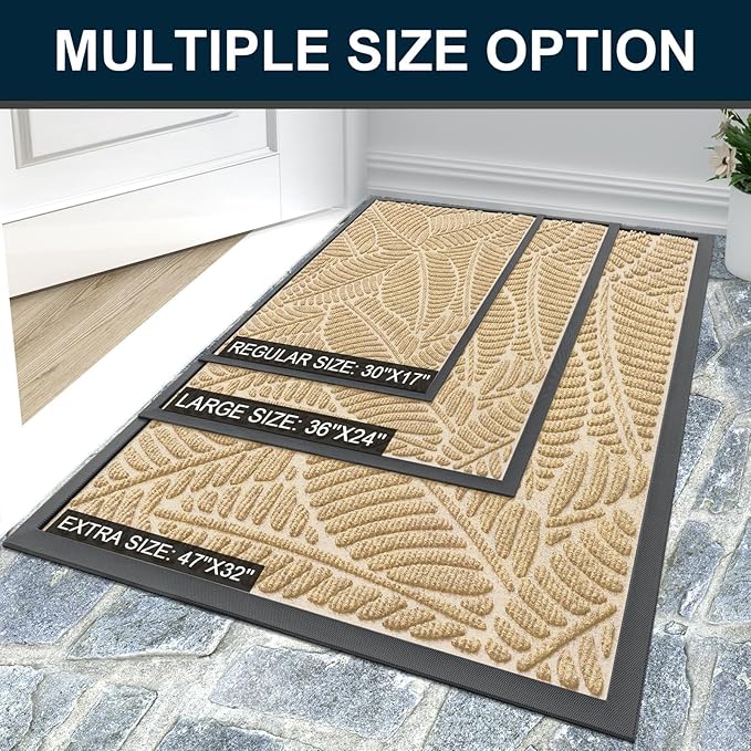 Colorxy Waterproof Doormat, Sturdy Natural Rubber Front Indoor Mat, Non Slip - Image 7