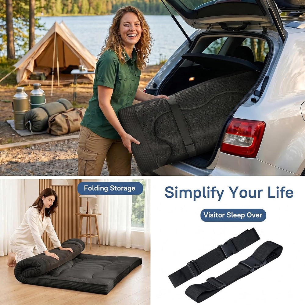 Extra Thick Futon Mattress - Japanese Floor Mattress for Adults, Portable Fol...