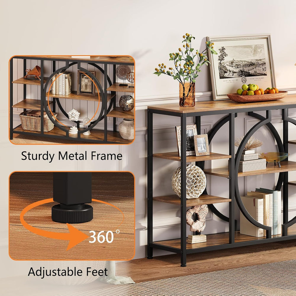 GiftGo 47" Industrial Console Tables for Entryway Rustic Sofa Table Behi...