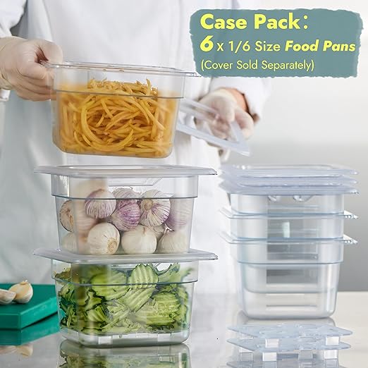 CURTA 6-Pack 1/6 Size 4" Deep NSF Polycarbonate Food Pans | Dishwasher & - Image 3