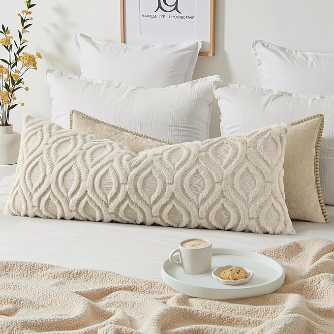 decorUhome Throw Pillow Covers 14x36 Inch Set of 1, Soft Plush Decorative Faux - Image 2