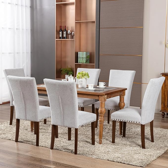COLAMY Upholstered Parsons Dining Chairs Set of 4, Fabric Dining Room Kitchen...