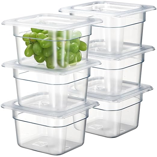 CURTA 6-Pack 1/6 Size 4" Deep NSF Polycarbonate Food Pans by CURTA