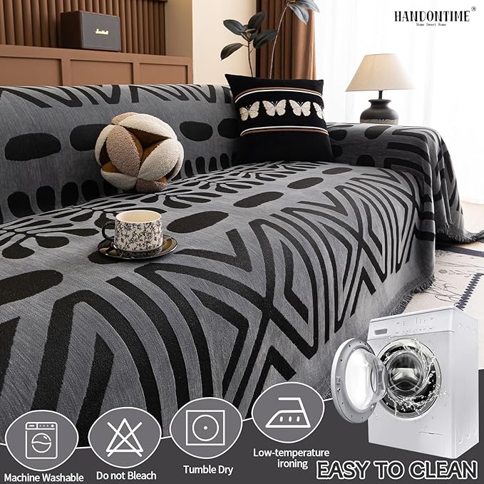 HANDONTIME Boho Couch Cover Blanket Geometric Striped Pet Covers - Image 6