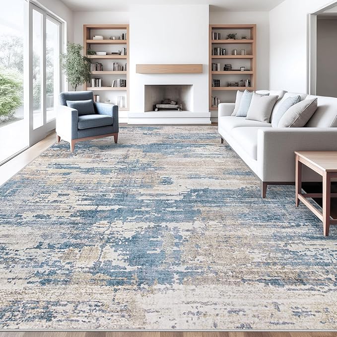 10x14 Area Rugs for Living Room, Washable Modern Abstract Large Area Rug by XLUEZ