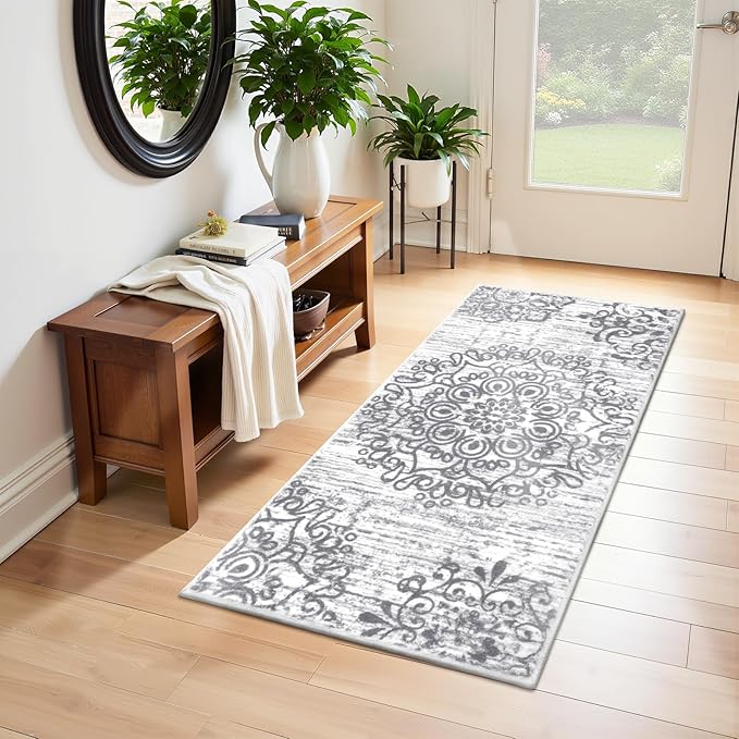 HEBE Hallway Runner Rug 2'x4' Washable Vintage Distressed Area Rugs Non Slip - Image 9