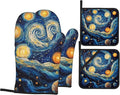 Abstract Starsky Oven Mitts & Potholder Set of 4 by Unknown