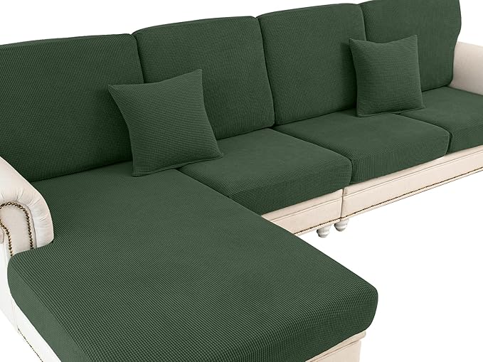 Couch Cushion Covers for Sectional Sofa L Shape Washable Separate Seat Chaise by LA+MEACK