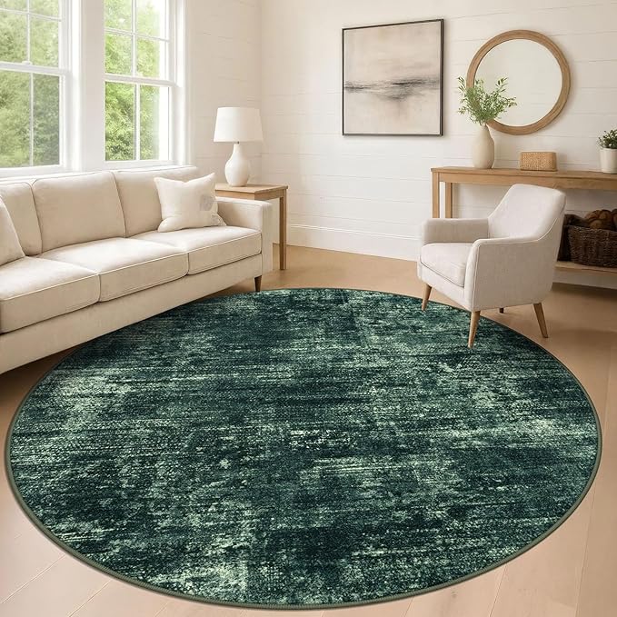 IOHOUZE Abstract Round Area Rug 8 Ft Washable Circle Rugs Large Round Rug Non by iOhouze