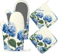 Blue Hydrangea Flower Spring Oven Mitts and Pot Holders Set of 4, Heat by Unknown
