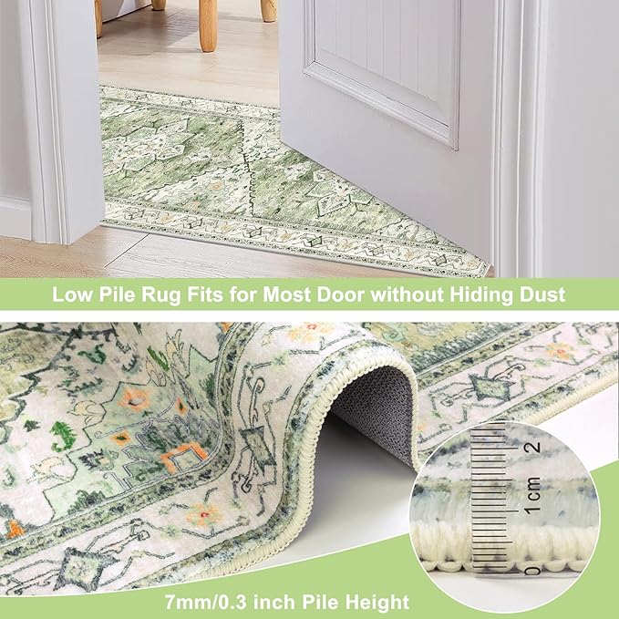 Yamaziot Washable Runner Rug, 2x8 Non-Slip Boho Vintage Hallway Rug Runner - Image 4