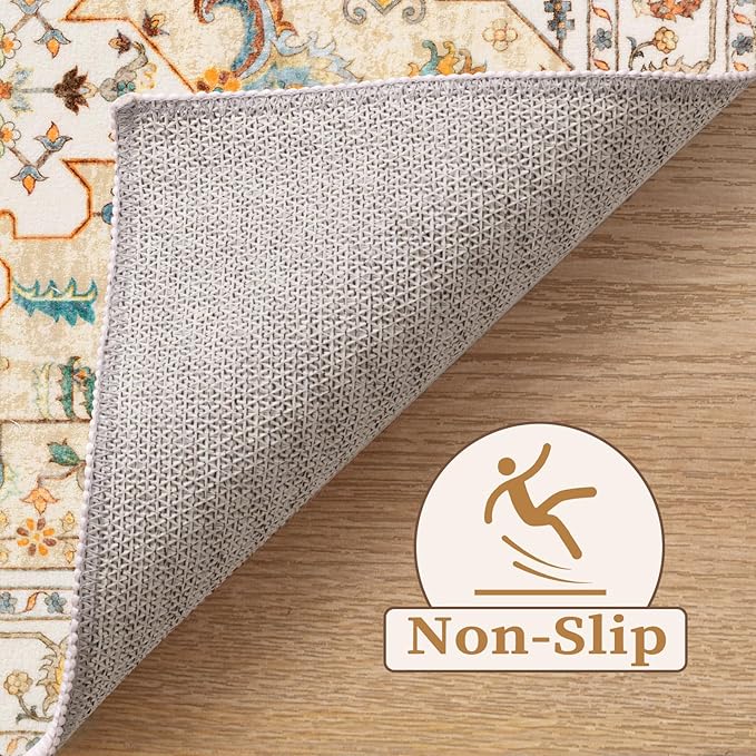 SERISSA Boho Rugs for Entryway, 2x3 Light Yellow Entryway Rug Non-Slip Washable - Image 3