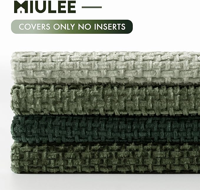 MIULEE Pack of 4 Couch Throw Pillow Covers 18x18 Inch Green Soft Decorative - Image 6