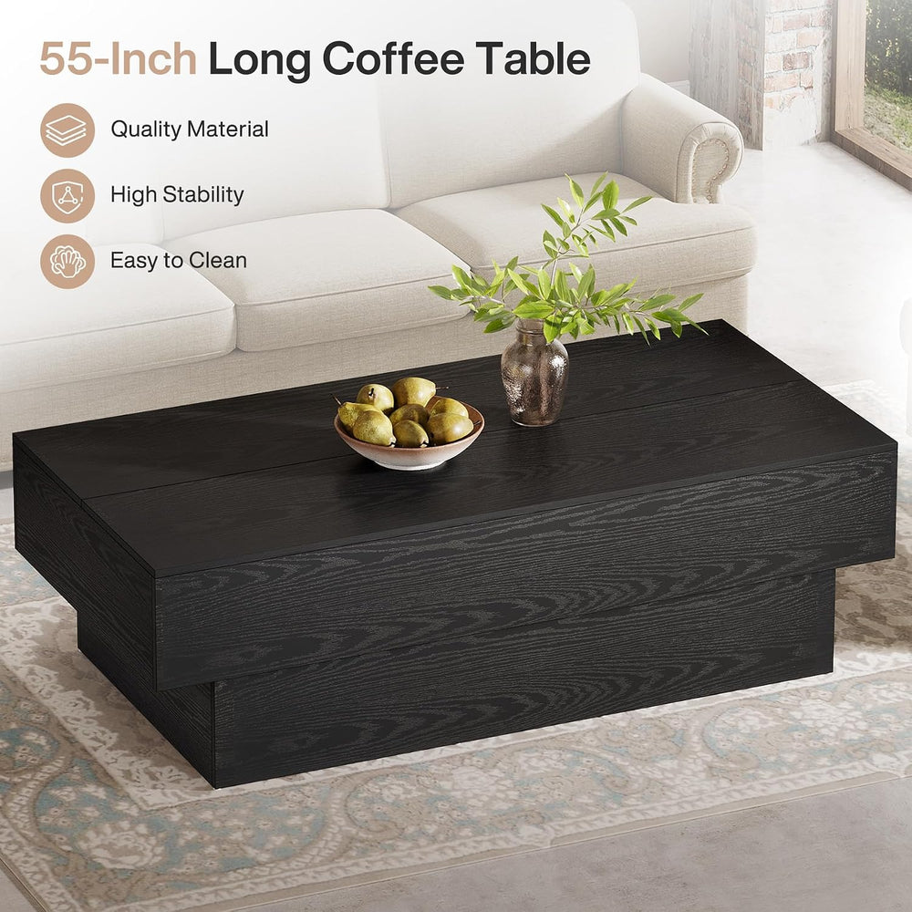 Tribesigns 55" Black Rectangle Coffee Table for Living Room