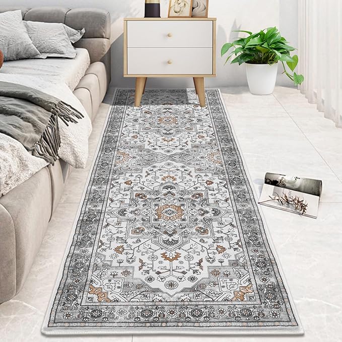HEBE Hallway Runner Rug 2'x6' Washable Vintage Distressed Area Rugs Non Slip - Image 7