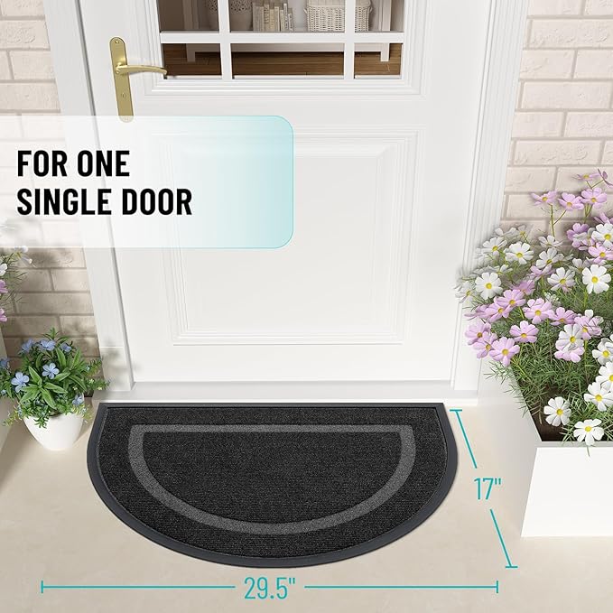 OLANLY Half Circle Door Mat Indoor Outdoor Entrance Welcome, Waterproof - Image 2