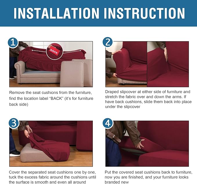 H.VERSAILTEX 4 Piece Stretch Sofa Covers - Image 7