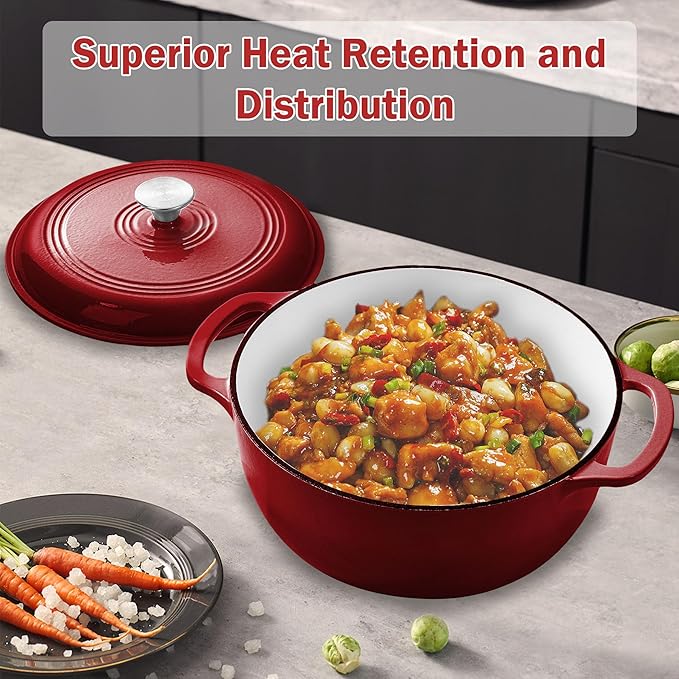 Vivicreate 6 Quart Enamel Cast Iron Dutch Oven Pot - Image 3