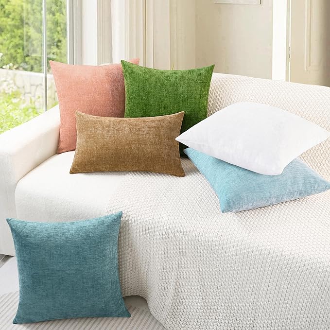 CaliTime Throw Pillow Covers Decorative 16 X 26 Inches Pack of 2 Cozy Chenille - Image 4