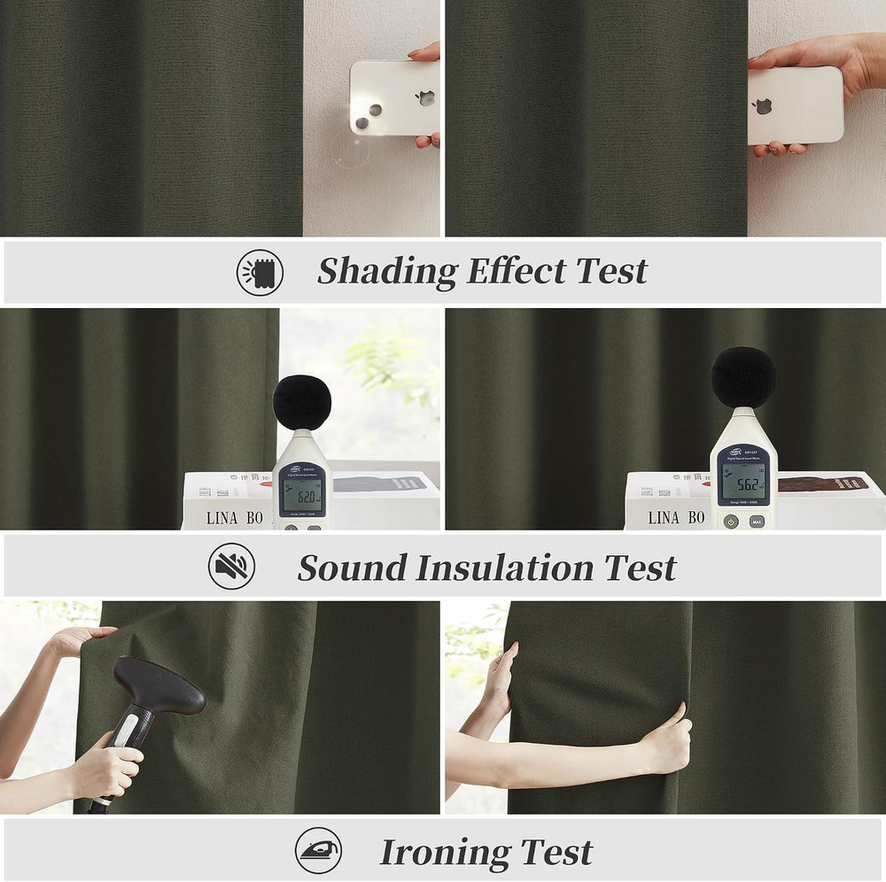 KEQIAOSUOCAI Dark Olive Green Blackout Curtains 90 Inches Long 2 Panels Set- ...
