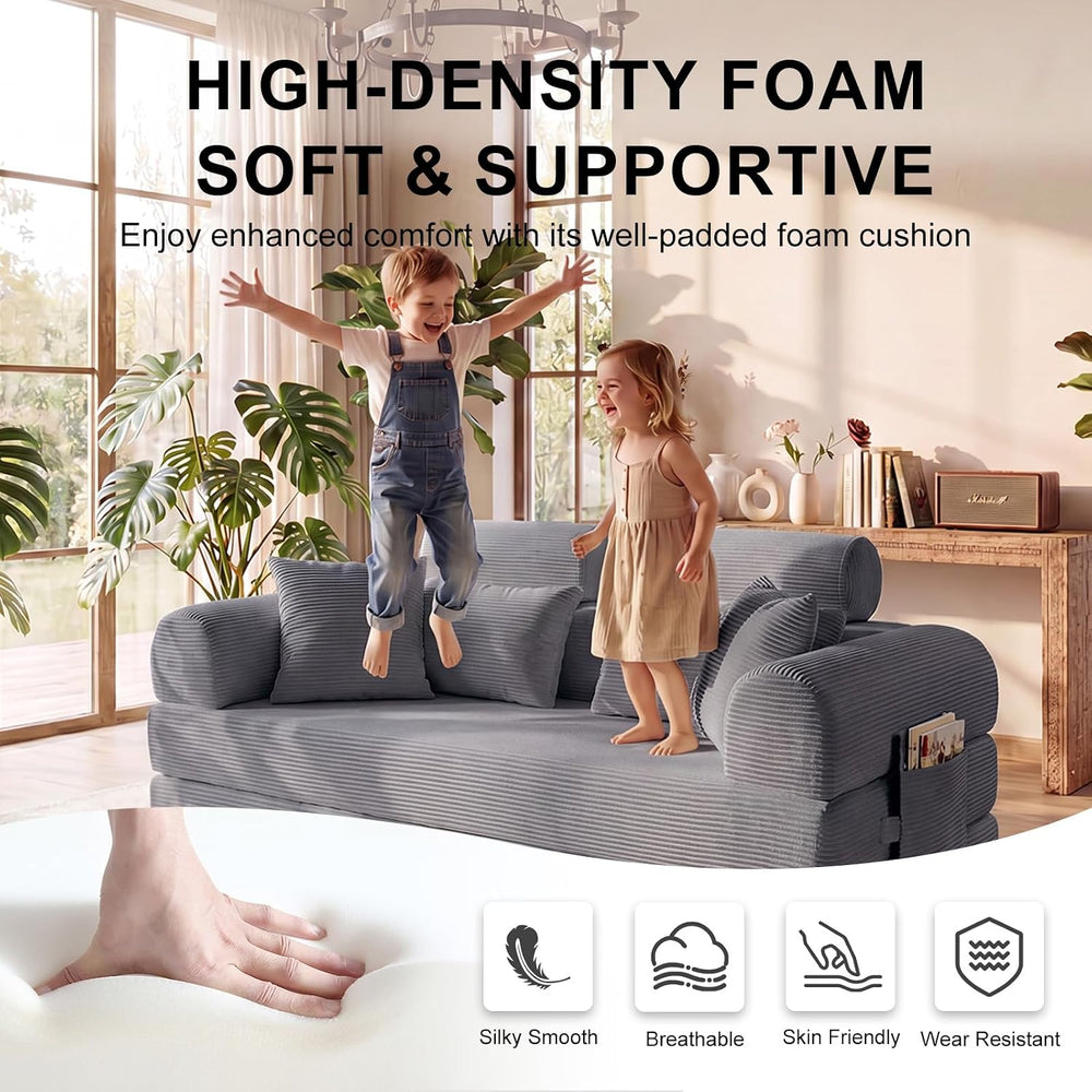 79" Convertible Futon Sofa Bed,High Back Boneless Couch for Living Room