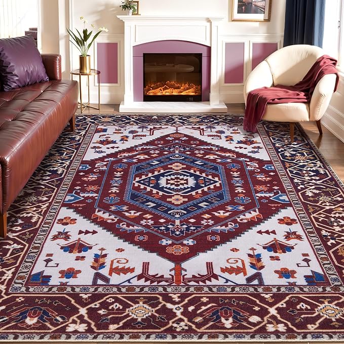SERISSA Washable Rugs 8x10 Area Rugs, Large Non-Slip Boho Living Room Rug by SERISSAHomeDecorCollection