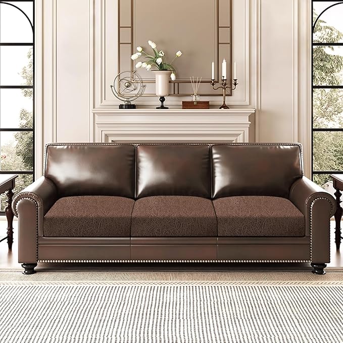 Leather Look Couch Cushion Covers Sofa Seat Slipcovers Sets Couches Furniture - Image 2