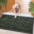 DEXI Front Door Mat Outside Entrance 17x30 Rubber Entry Doormat Green Leave | Heavy Duty Non Slip, Welcome Entryway Mats Dirt Trapping for Exterior Patio Garage, Leaves Design