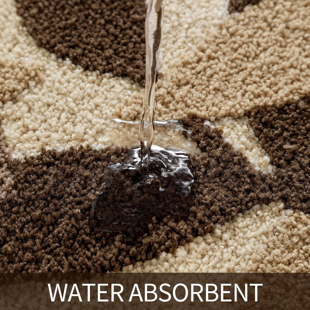 Brown Bathroom Rug Set 2 Piece, Non-Slip Strong Water Absorbent Plush Microfiber Bath Mat Set, Machine Washable Bathroom Floor Mat Cute Shower Bathmat Indoor Doormat (20"x32"+20"x32")