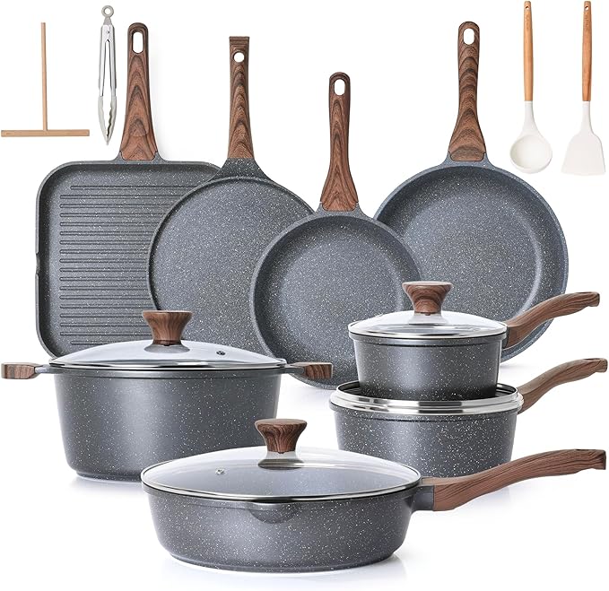 SENSARTE Nonstick Granite Cookware Set, PFOA & PFOS Free, Healthy Non Stick by SENSARTE