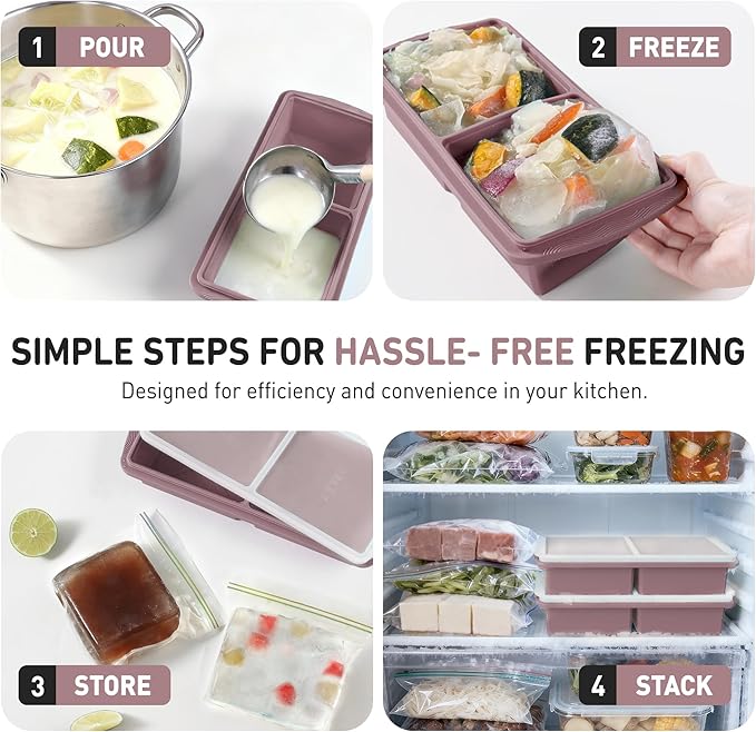 Silicone Freezer Tray with Lid Soup Freezer Container Molds with Steel - Image 6