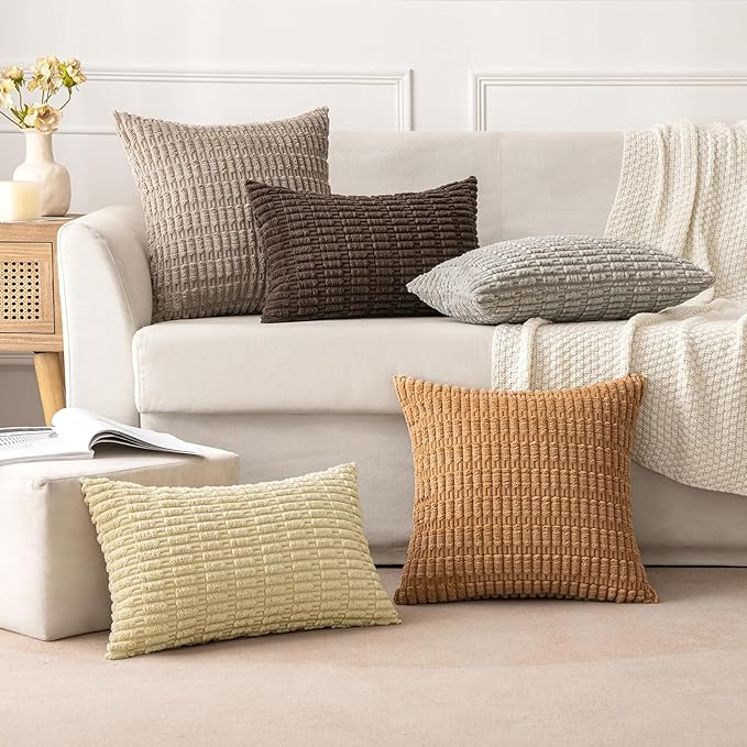 MIULEE Pack of 2 Corduroy Decorative Lumbar Throw Pillow Covers 20x12 Inch Soft - Image 2