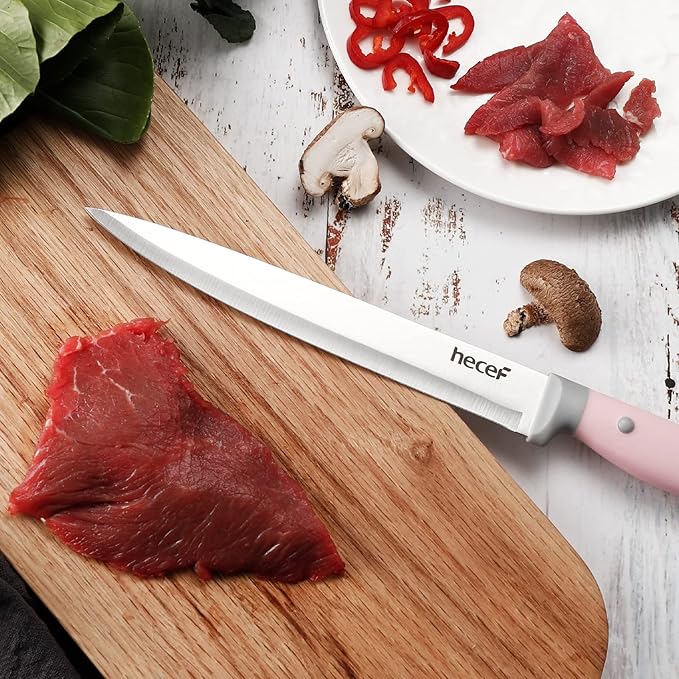 hecef Kitchen Knife Block Set, 14 Pieces Knife Set