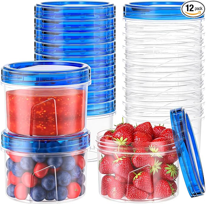 12 Pack-16 OZ Freezer Storage Containers, Small Plastic Containers by HelpYouSaveMoreSpace