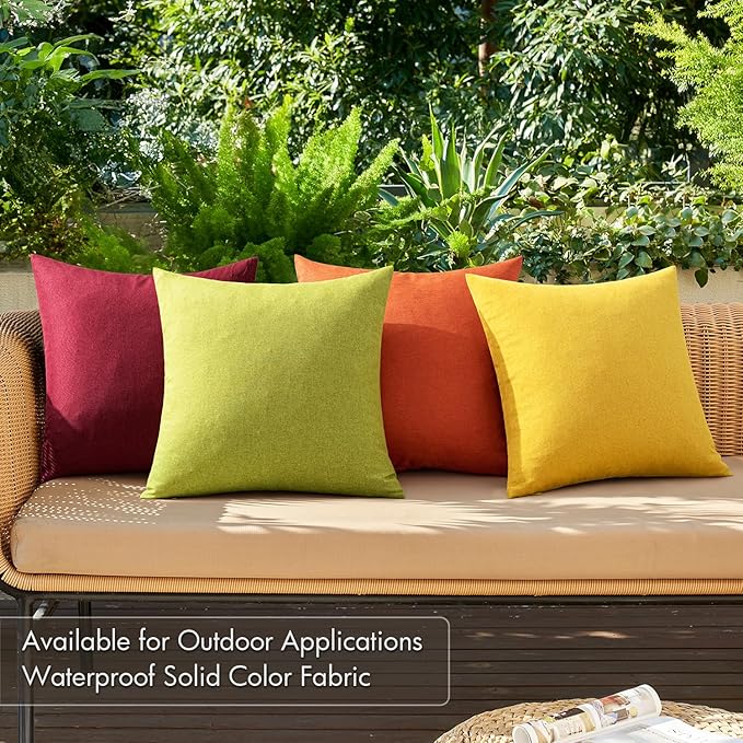 MIULEE Pack of 4 Decorative Outdoor Throw Pillow Covers Linen Waterproof Pillow - Image 2