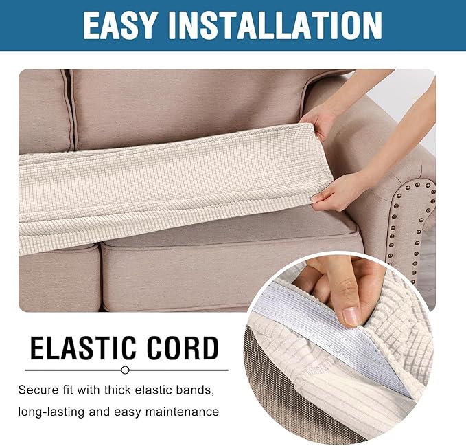 H.VERSAILTEX Super Stretch Individual Seat Cushion Covers Sofa Covers Couch - Image 5