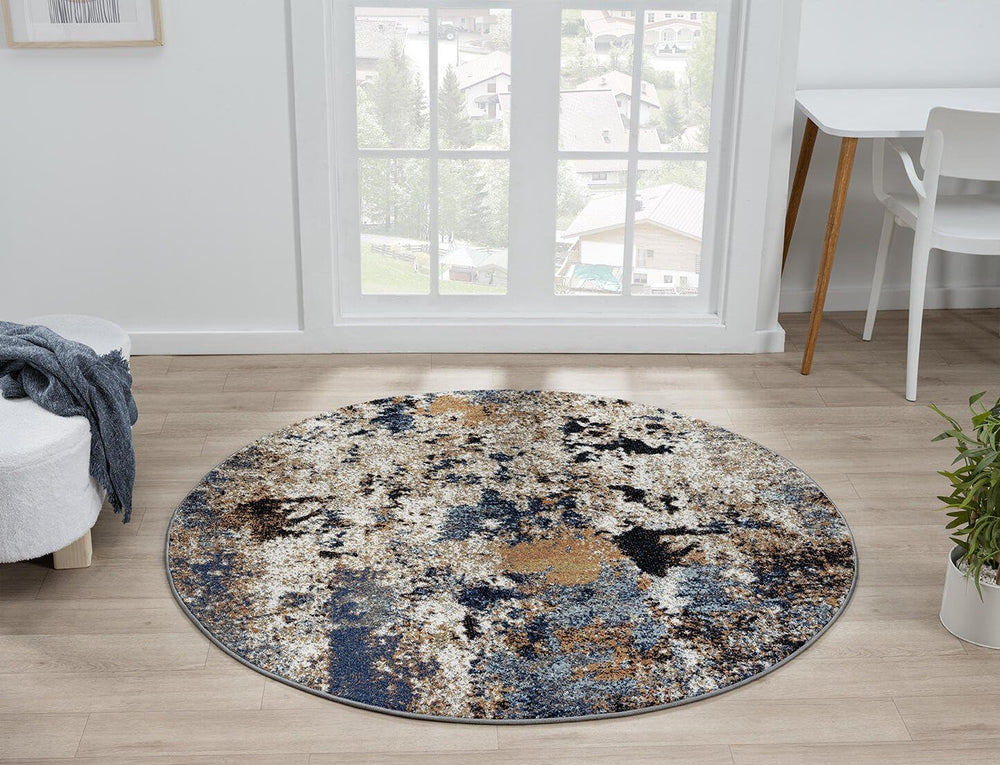 Keen Home Design Abstract Non-Shedding Rug, Soft Thick Pile, 5 ft Round