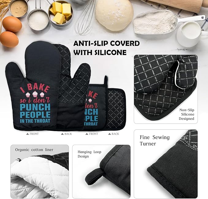 ZHANTUONE I Bake So I Don't Punch People in The Throat Funny Heat Resistant - Image 3