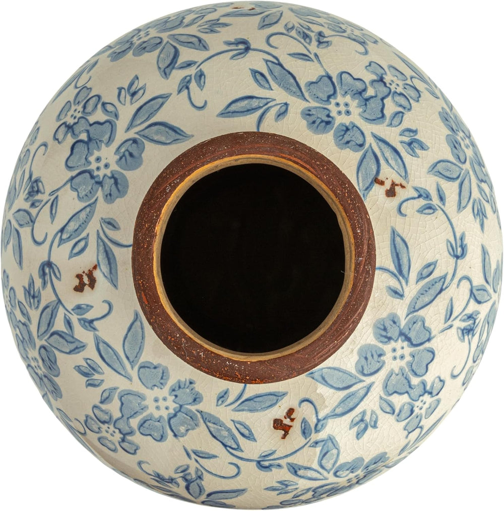 Creative Co-Op DF2720 8" H Terracotta Floral Transferware Pattern & ...