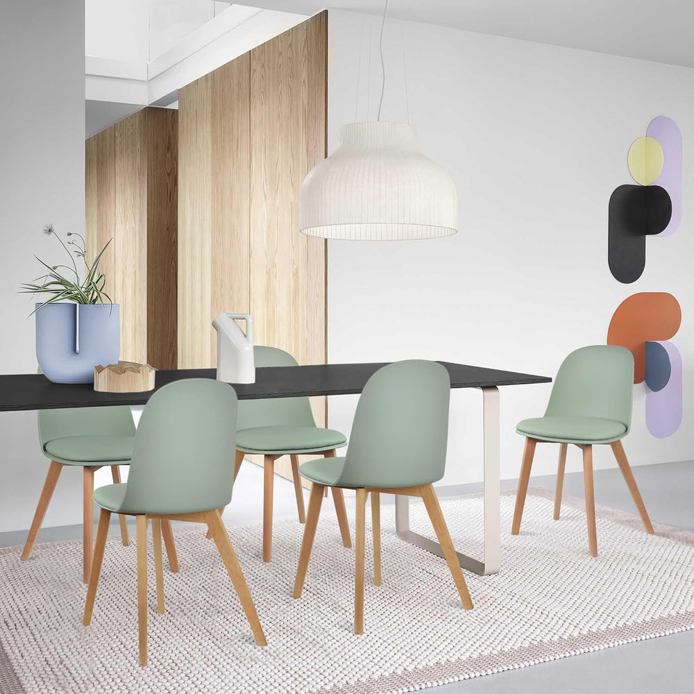 2xhome Set of 2 Modern Armless Dining Chairs | Plastic Shell with PU Leather ...