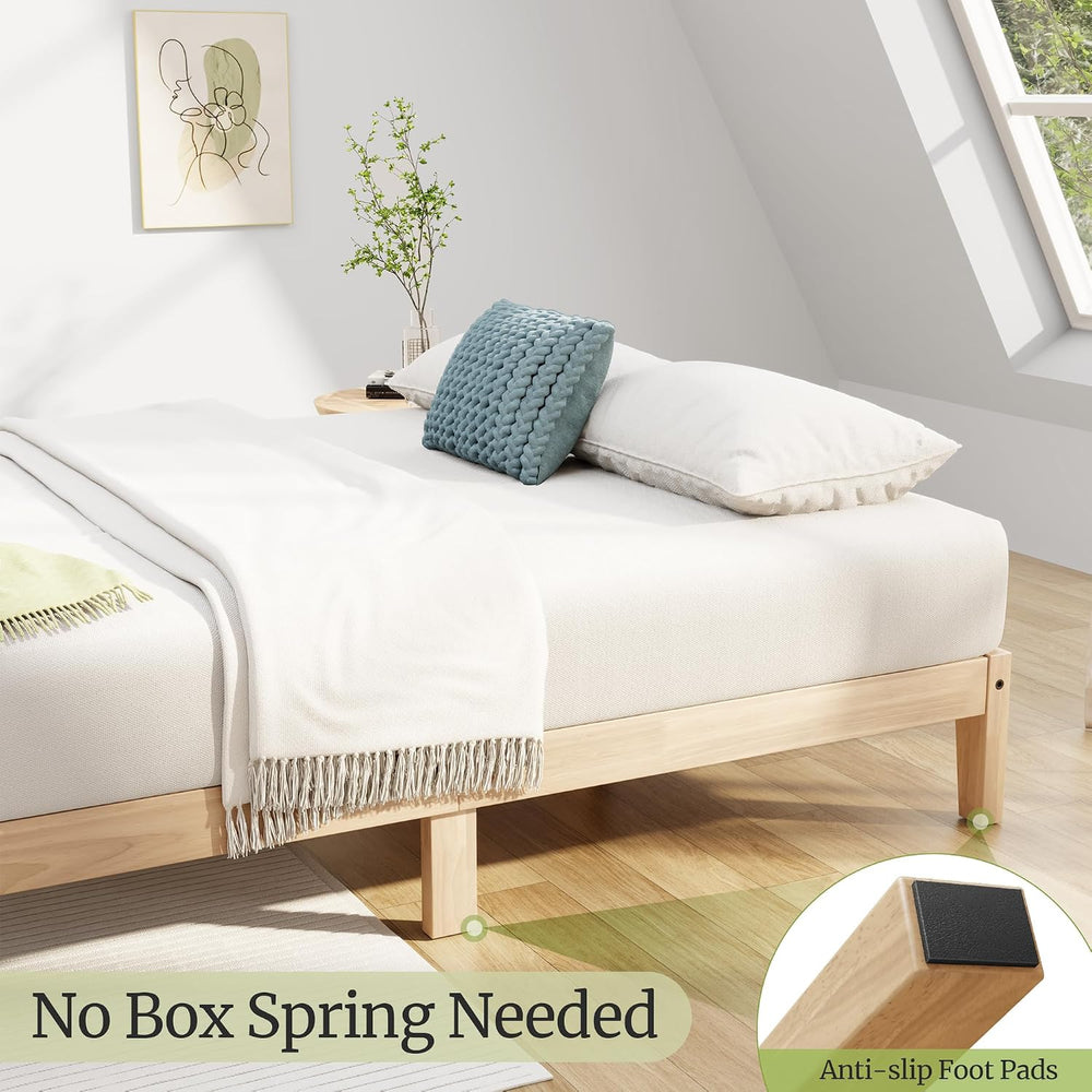12 Inch Full Solid Wood Platform Bed Frame with Wooden Slats, No Box Spring